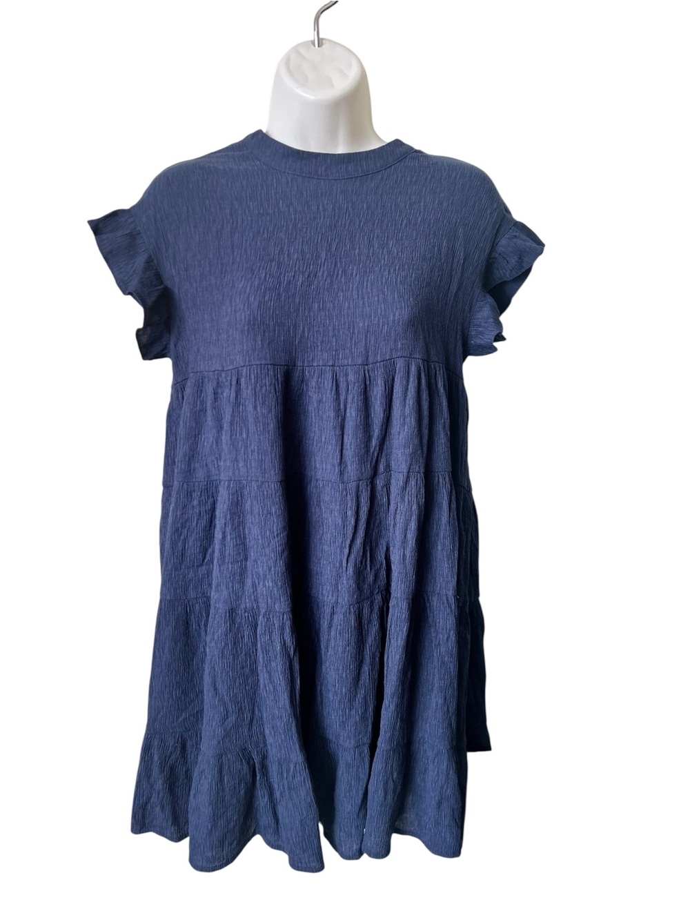 Women's Navy Blue Ruffle Sleeve dress,Sz S